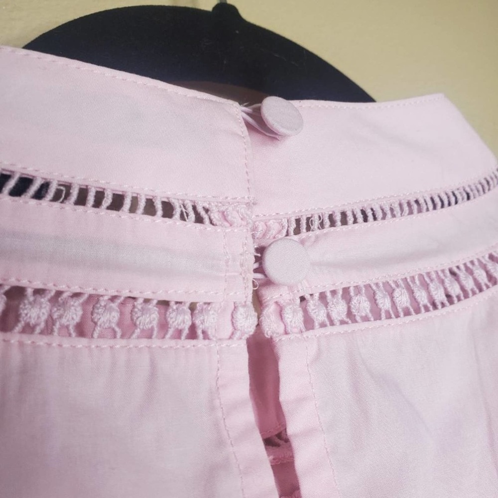 NEW J.Crew Crocheted Lace Ruffle Top Pink Large - Picture 9 of 11